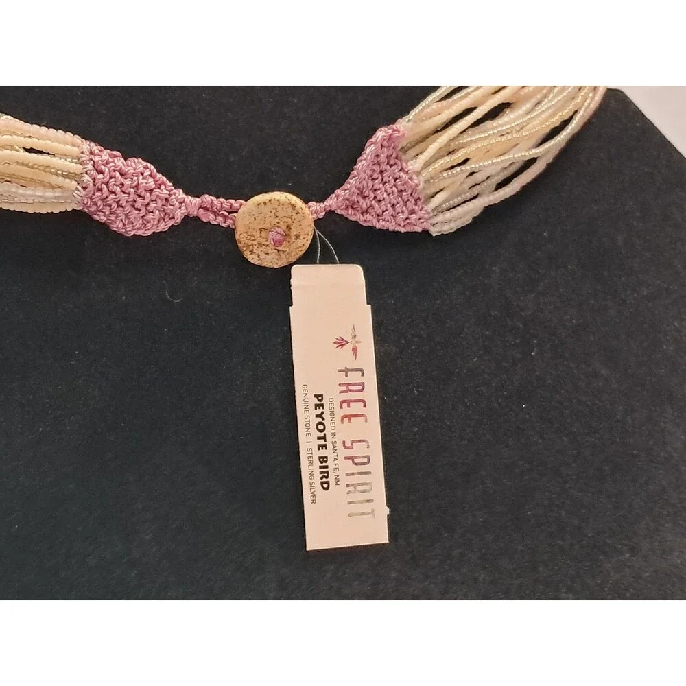 NWT Peyote Bird Multi Strand White Neutrals Seed Bead Necklace 20